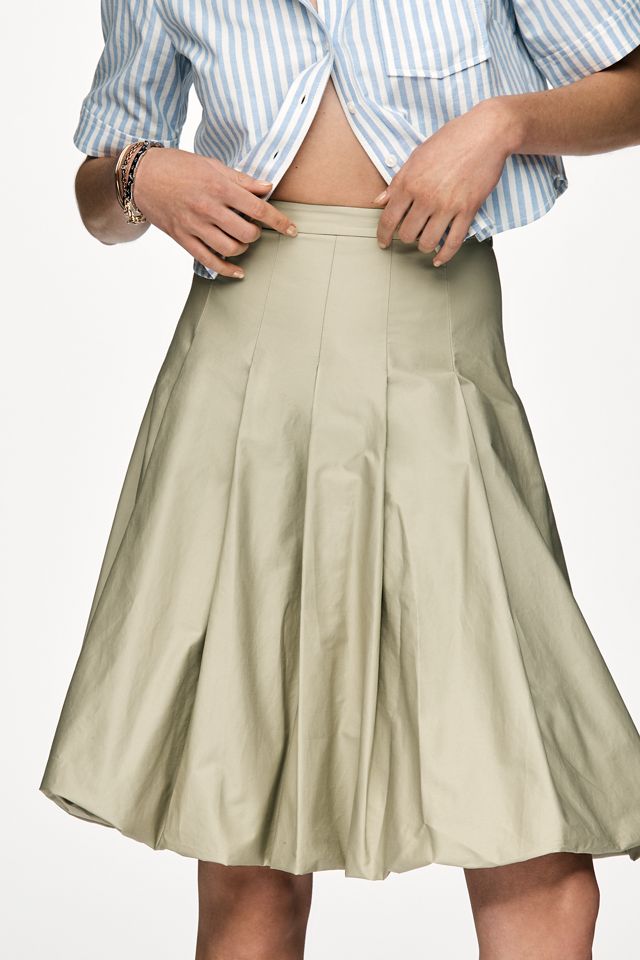 Mare Mare Cotton Pleated Bubble-Hem Midi Skirt #8