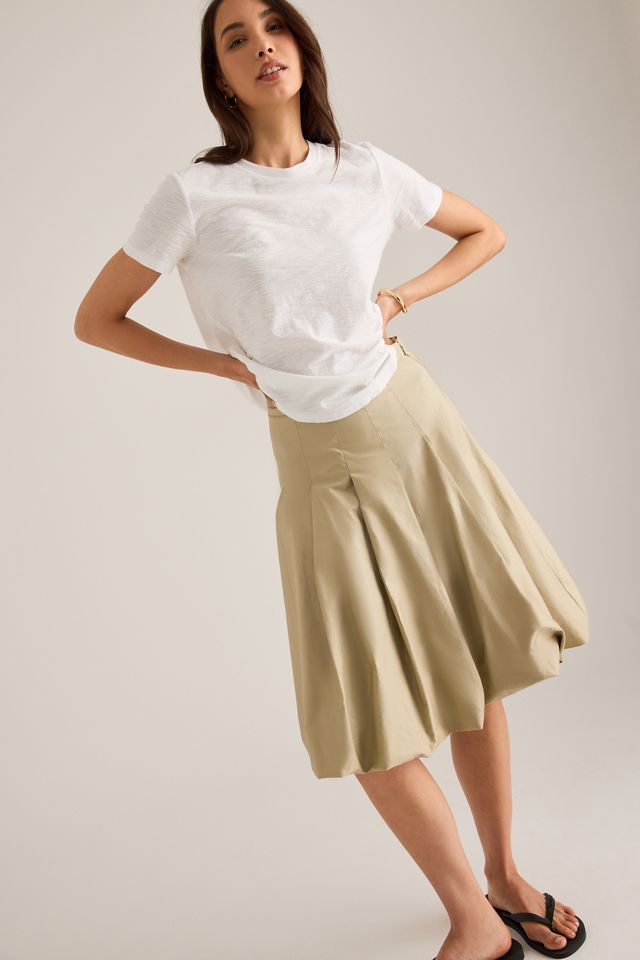 Mare Mare Cotton Pleated Bubble-Hem Midi Skirt #3