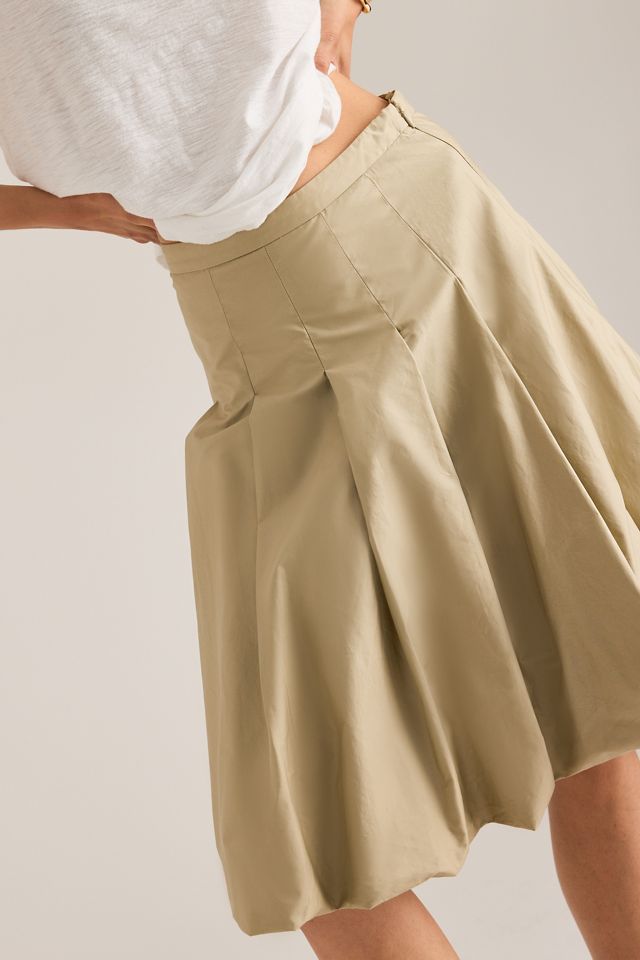 Mare Mare Cotton Pleated Bubble-Hem Midi Skirt #4