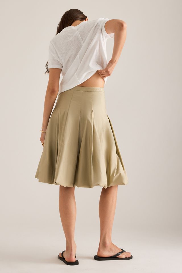 Mare Mare Cotton Pleated Bubble-Hem Midi Skirt #5