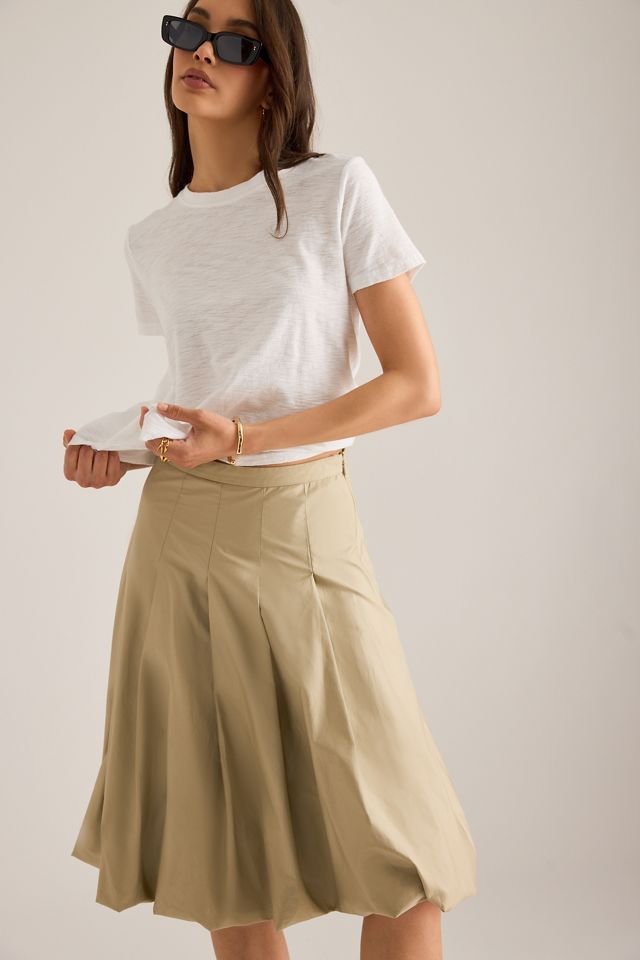Mare Mare Cotton Pleated Bubble-Hem Midi Skirt #2
