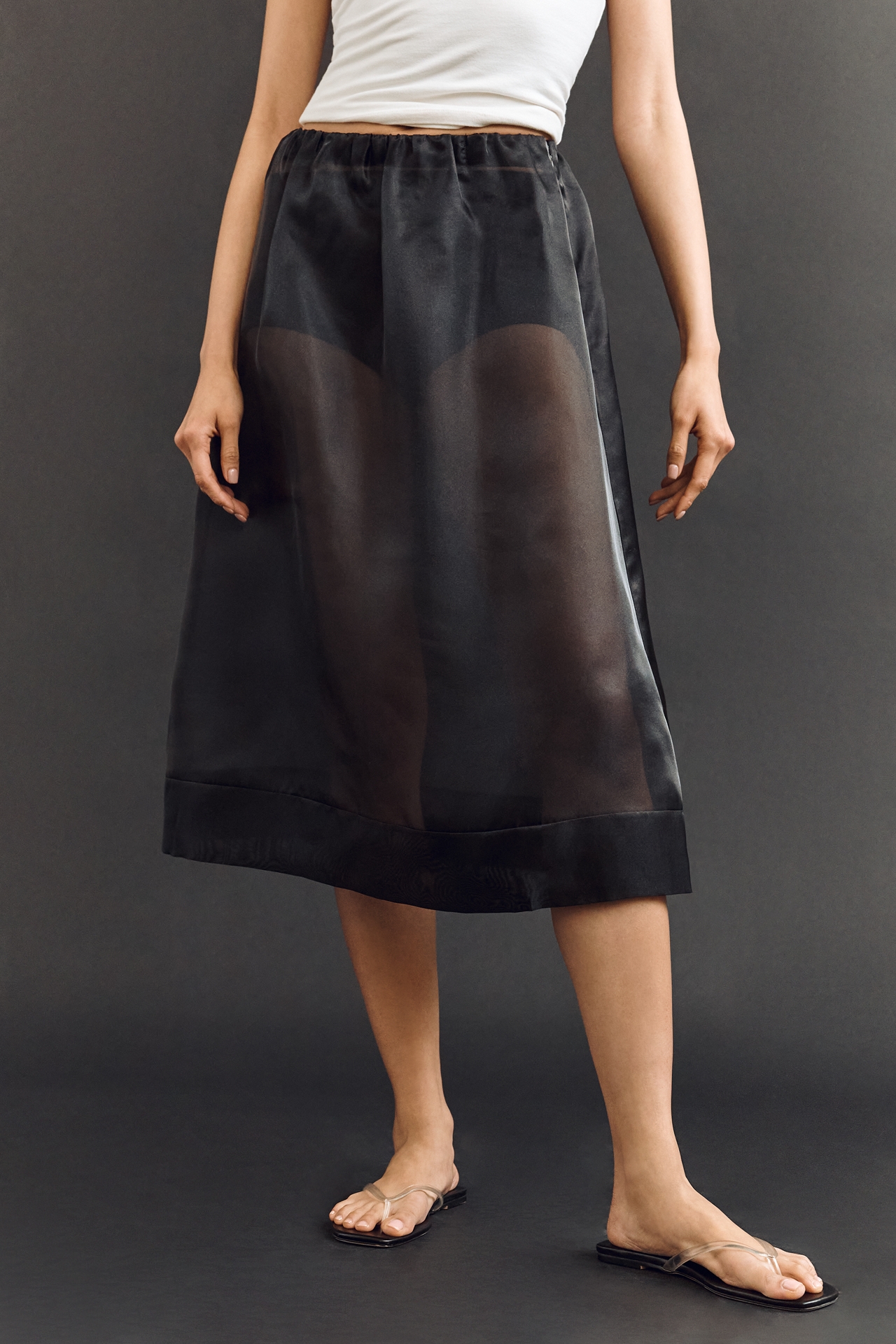 Mare Sheer Organza Midi Skirt