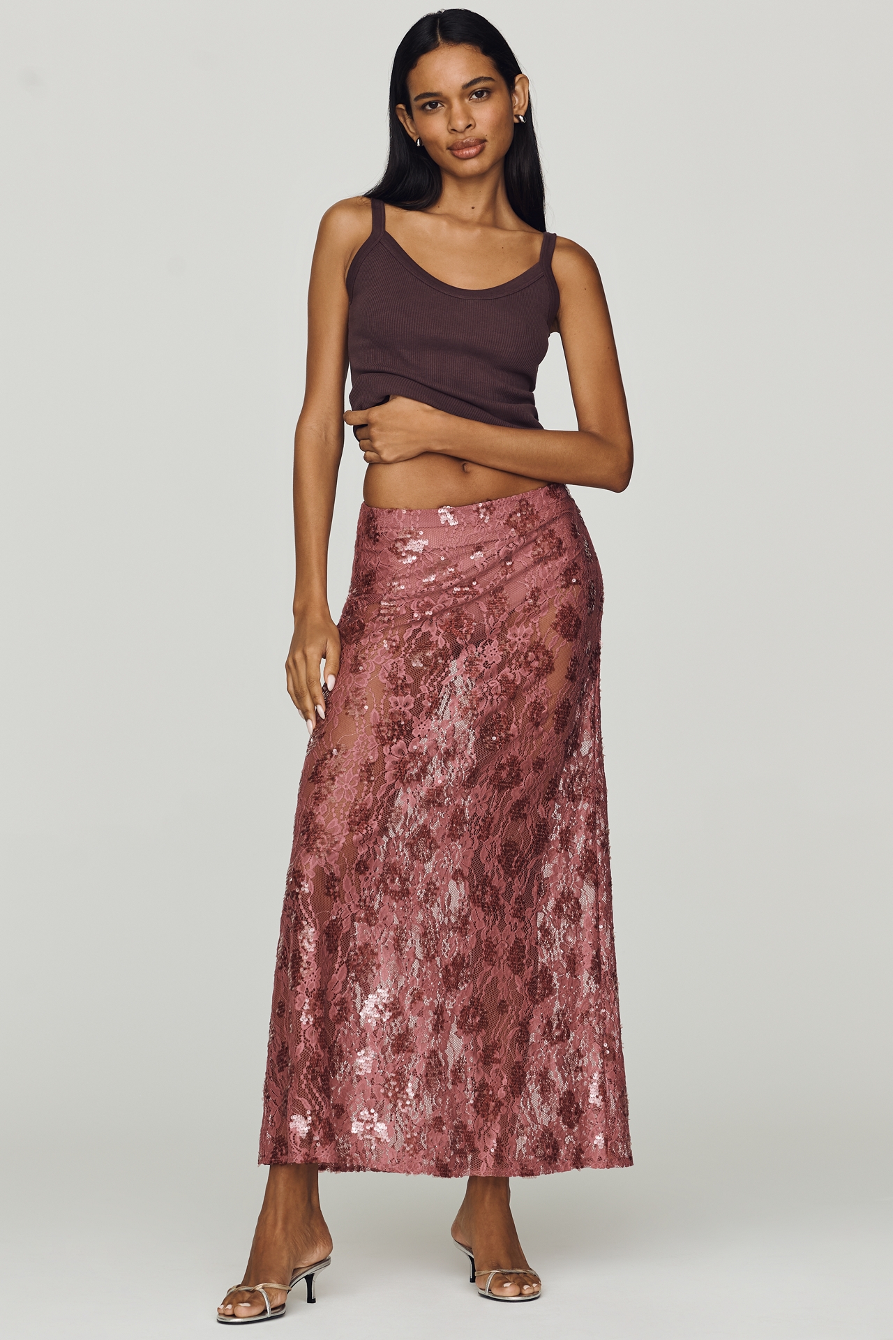 Mare Sheer Lace Sequin Skirt