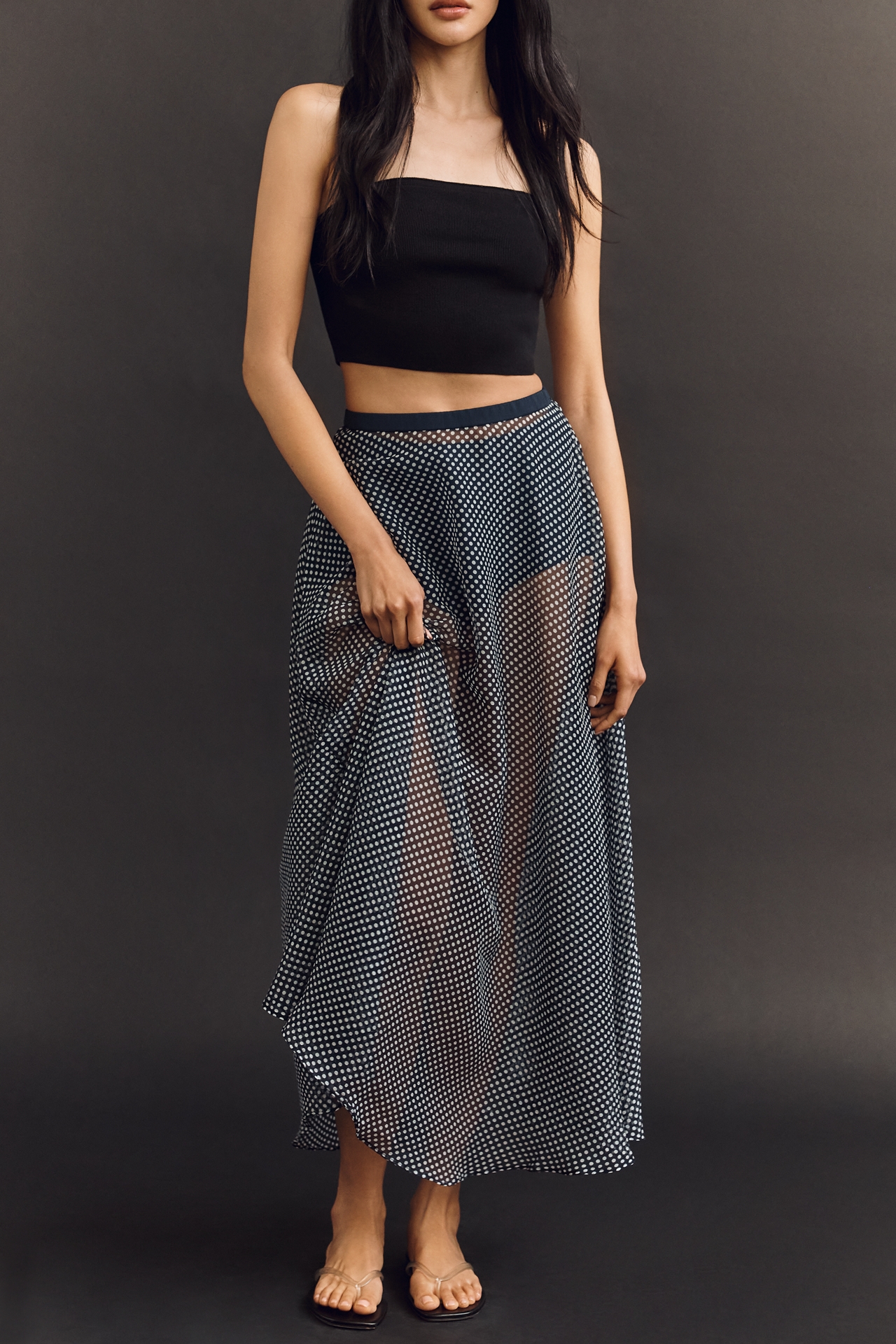 Mare Sheer Dot Maxi Skirt