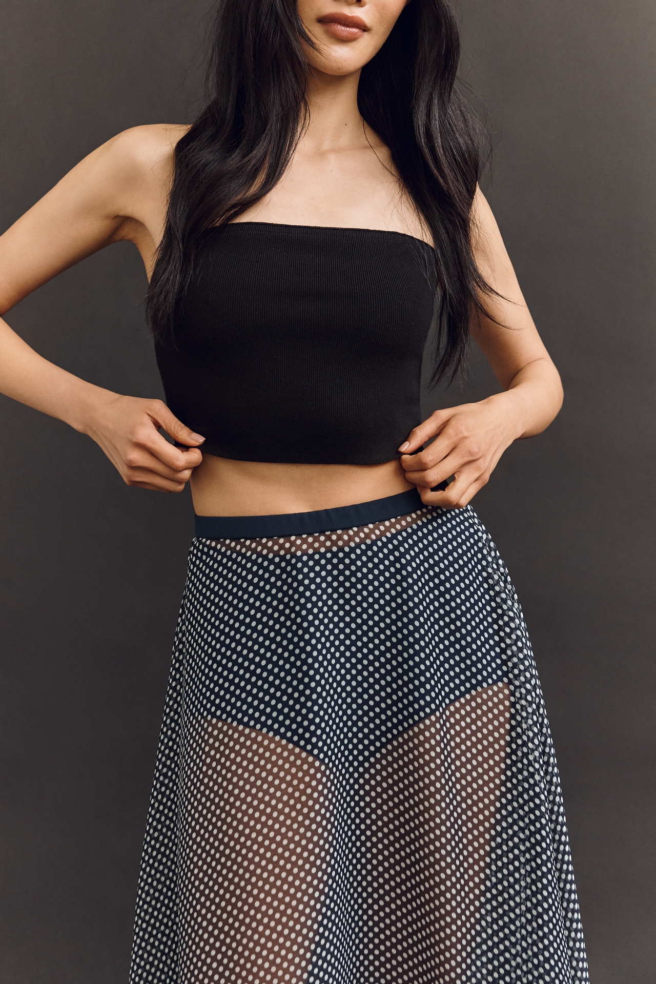 Mare Sheer Dot Maxi Skirt
