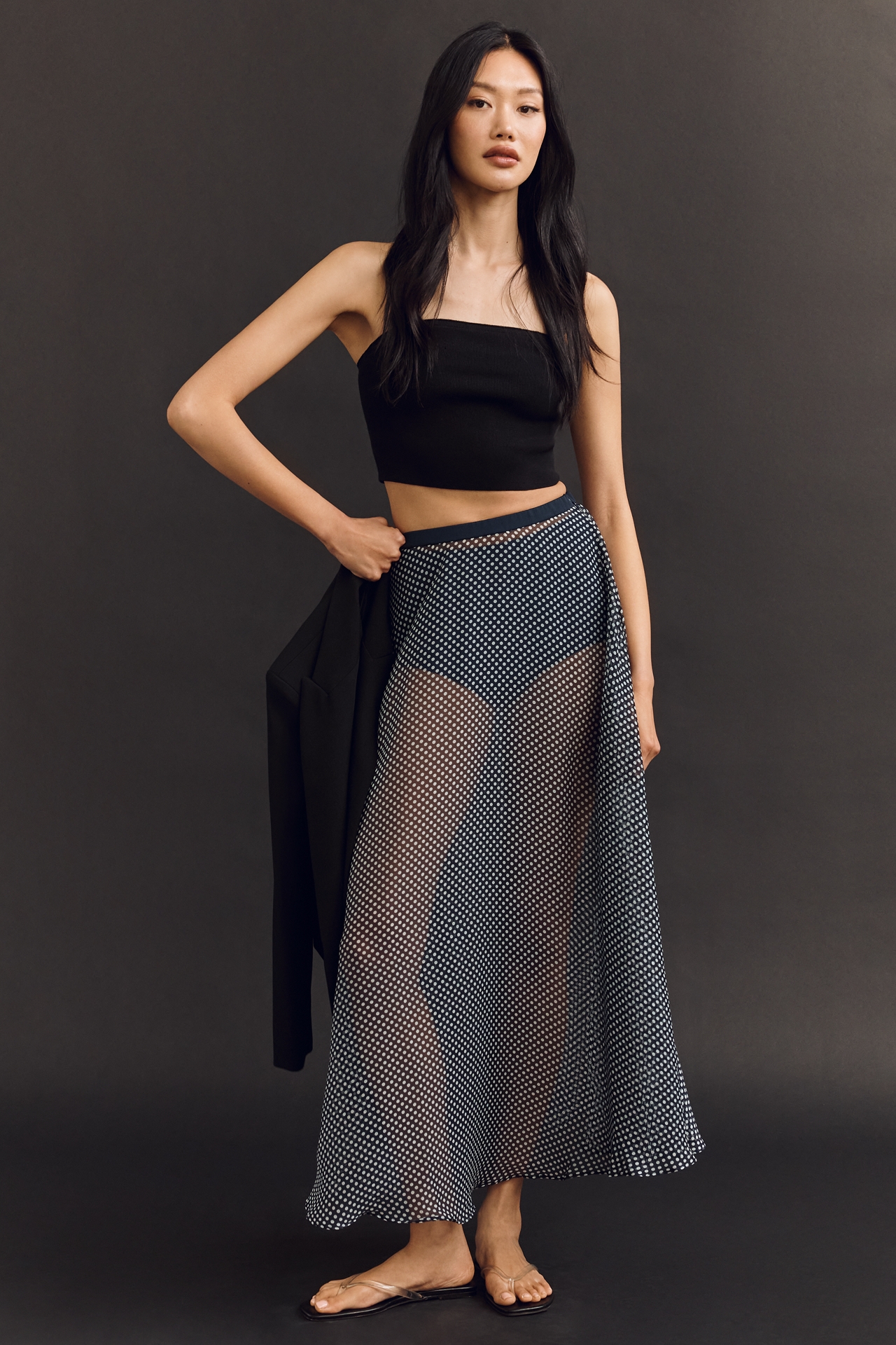 Mare Sheer Dot Maxi Skirt