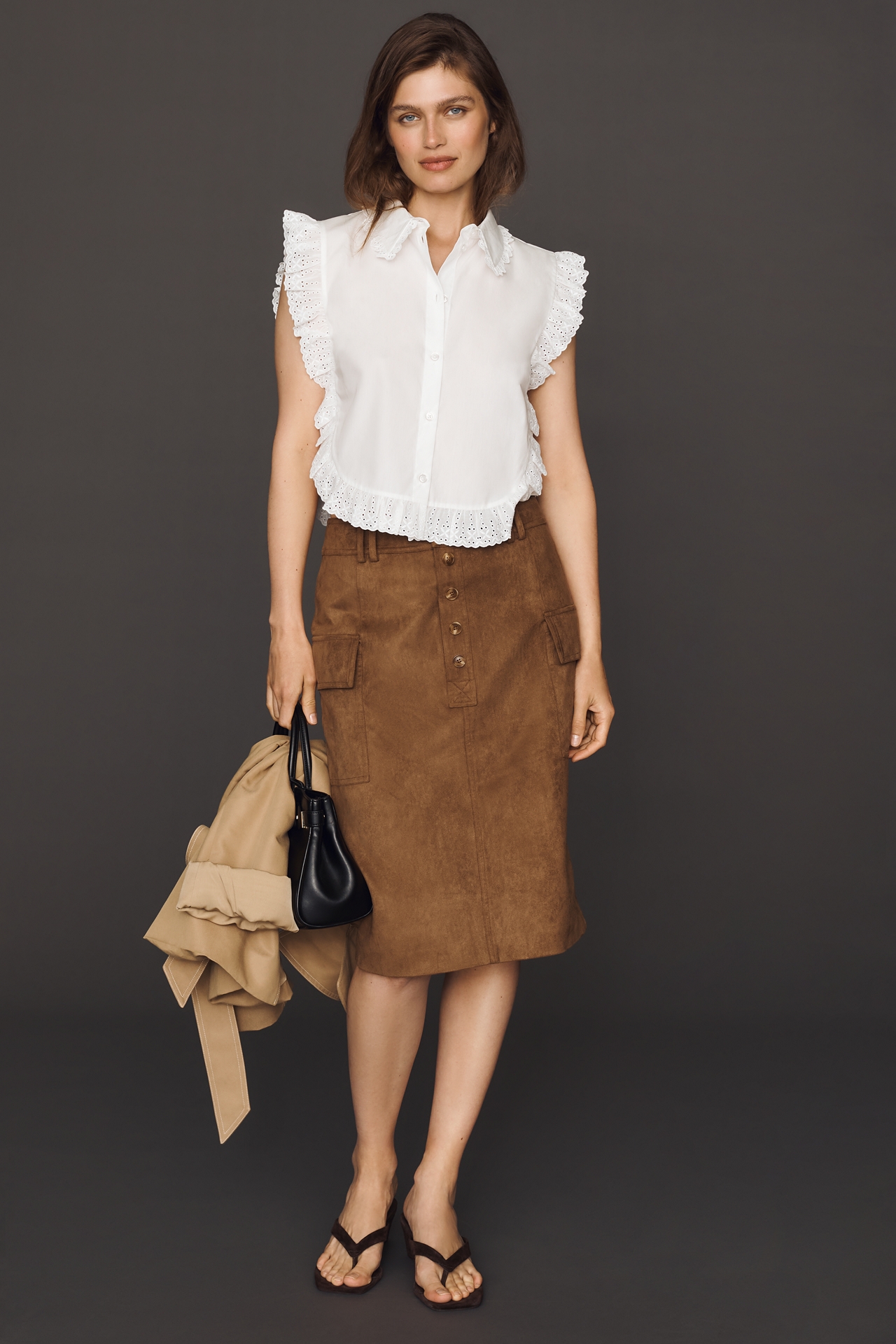 Mare Faux Suede Cargo Skirt