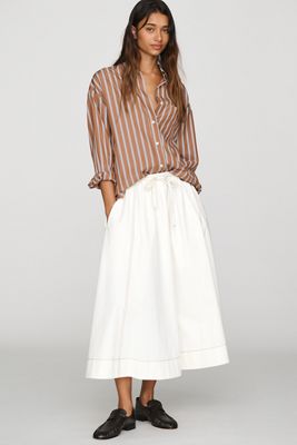 Mare Mare 100% Cotton Seamed Midi Skirt