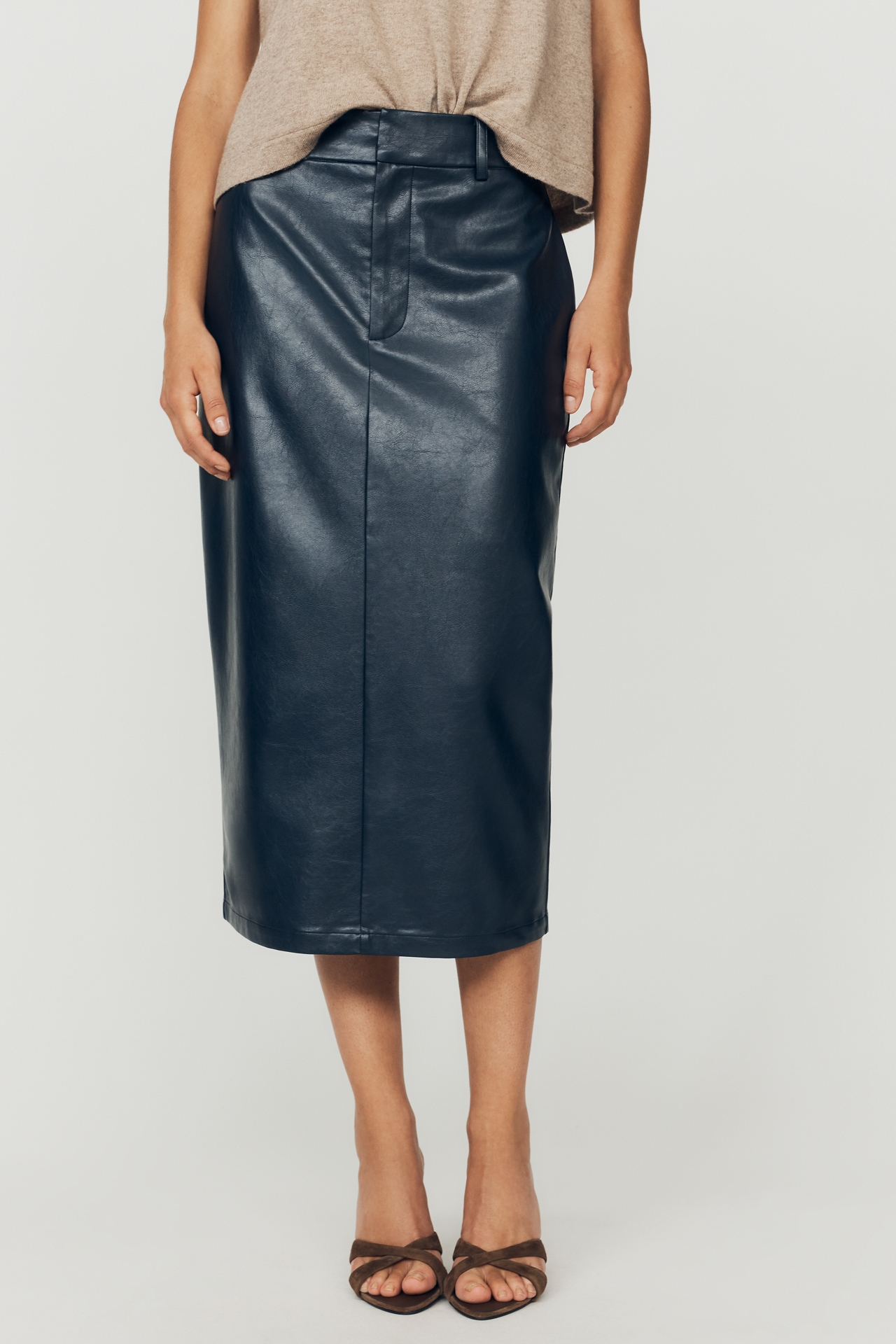 Mare Faux-Leather Midi Pencil Skirt