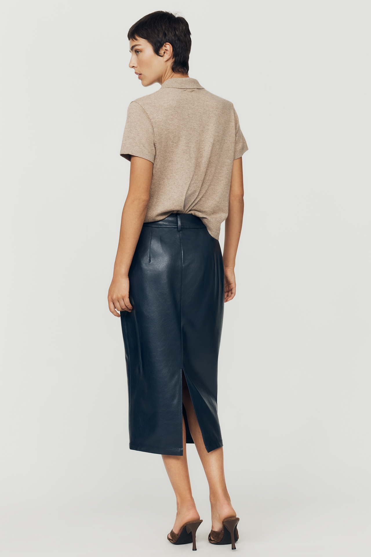 Mare Faux-Leather Midi Pencil Skirt