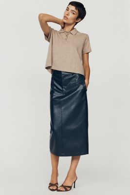 Mare Mare Faux-Leather Midi Pencil Skirt