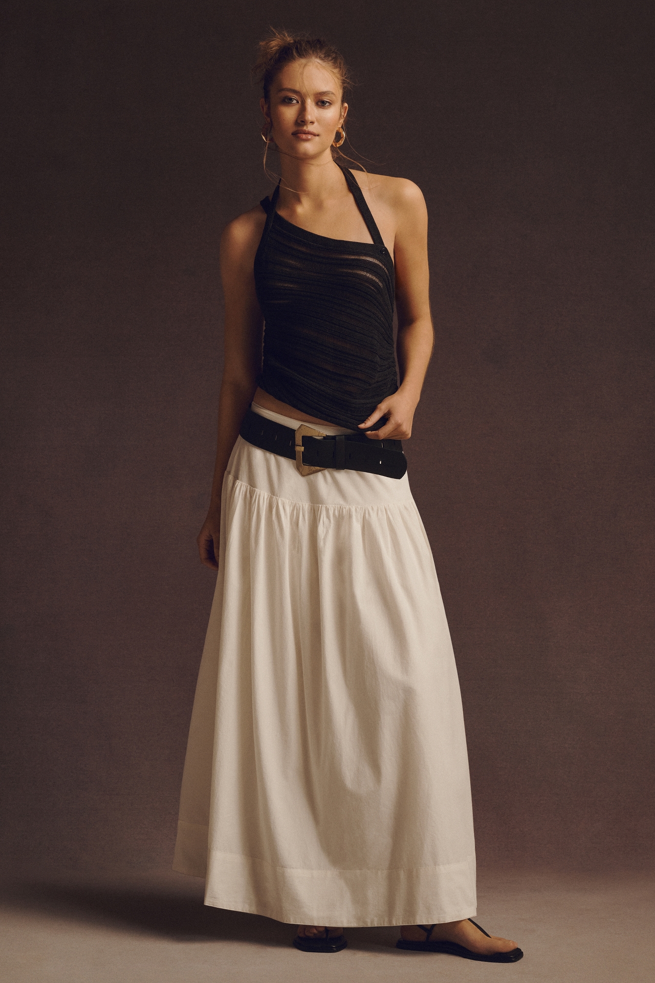 Maeve Drop-Waist Poplin Skirt