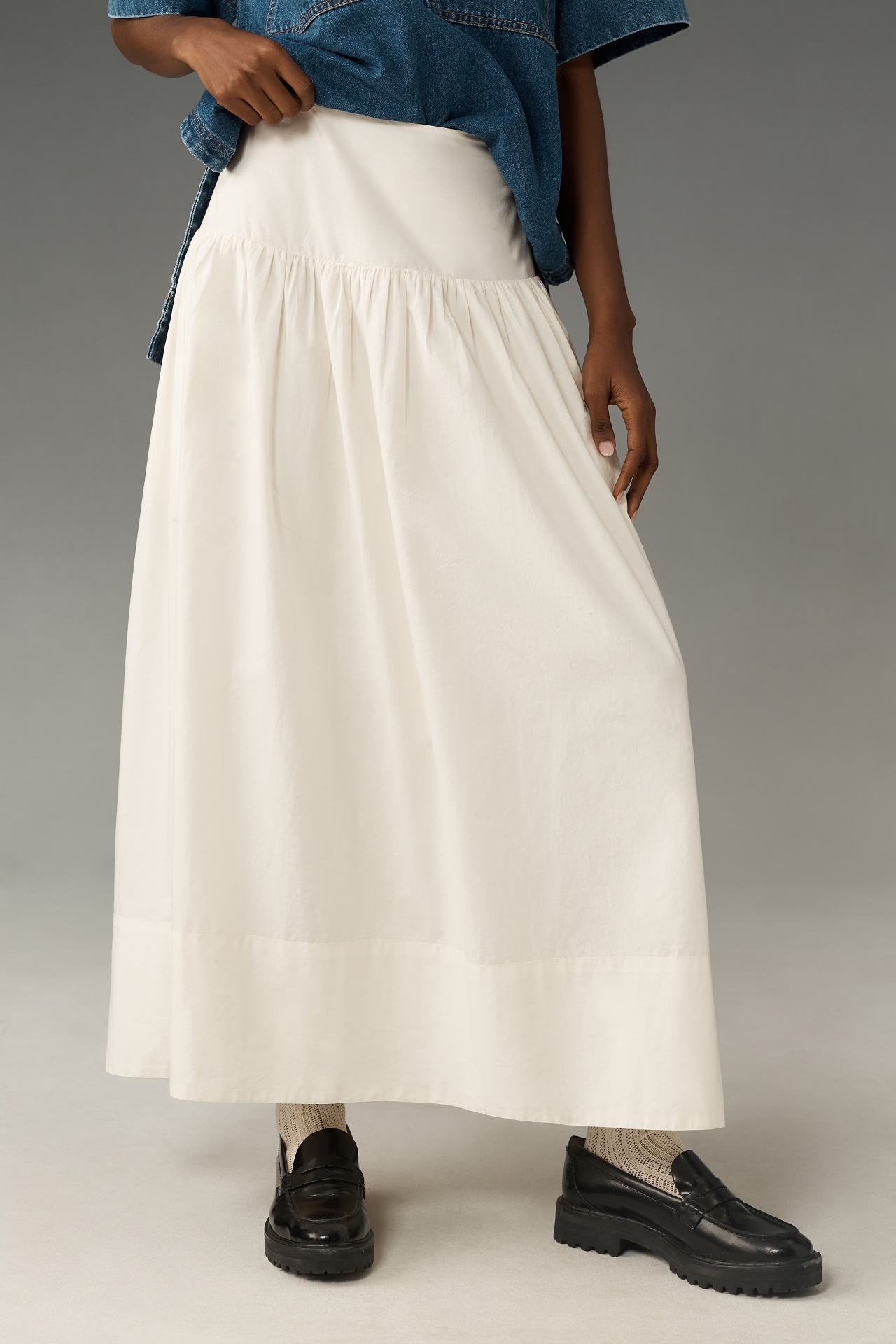 Maeve Drop-Waist Poplin Skirt