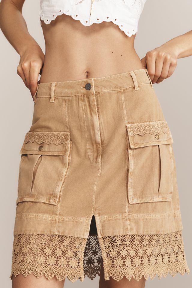 By Anthropologie Crochet Mix Utility Mini Skirt #1