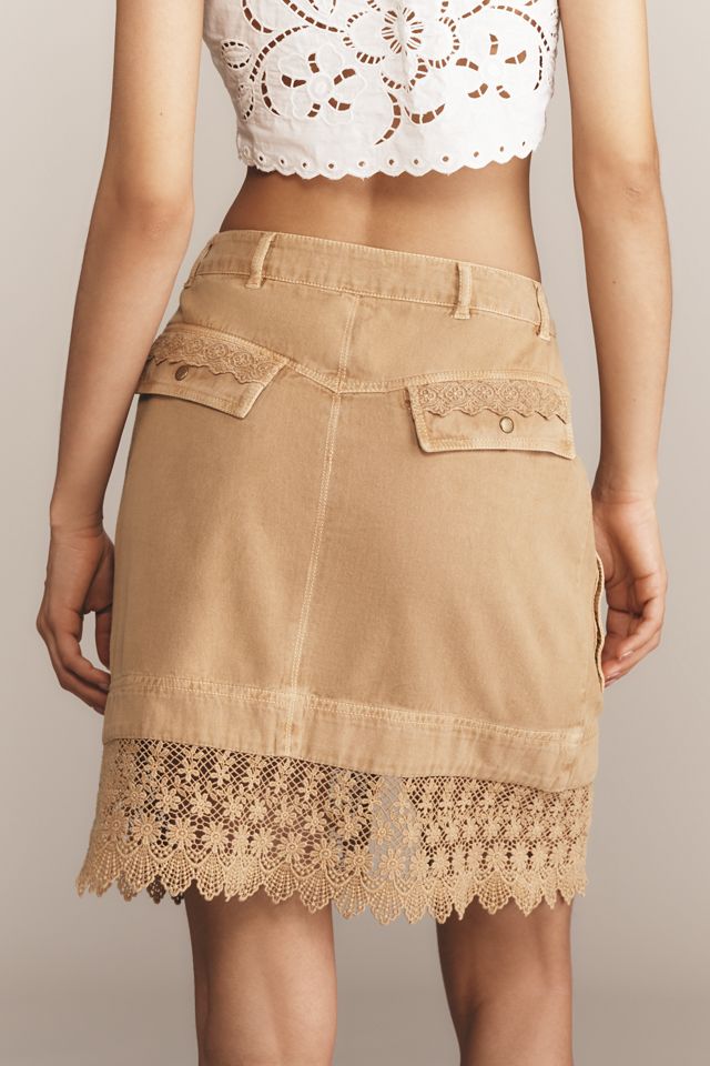 By Anthropologie Crochet Mix Utility Mini Skirt #2