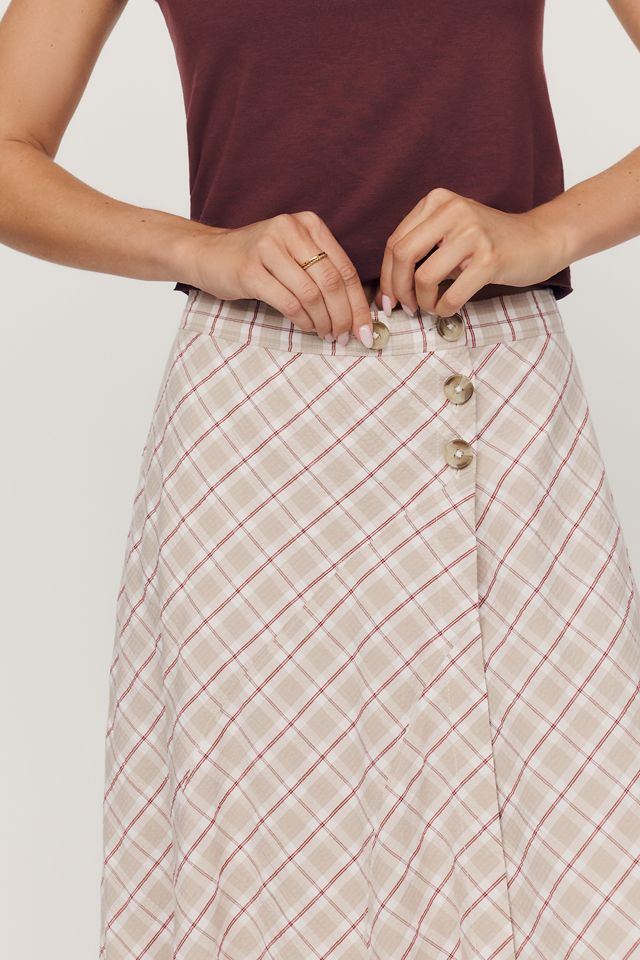 By Anthropologie Olivette Plaid Maxi Skirt #2