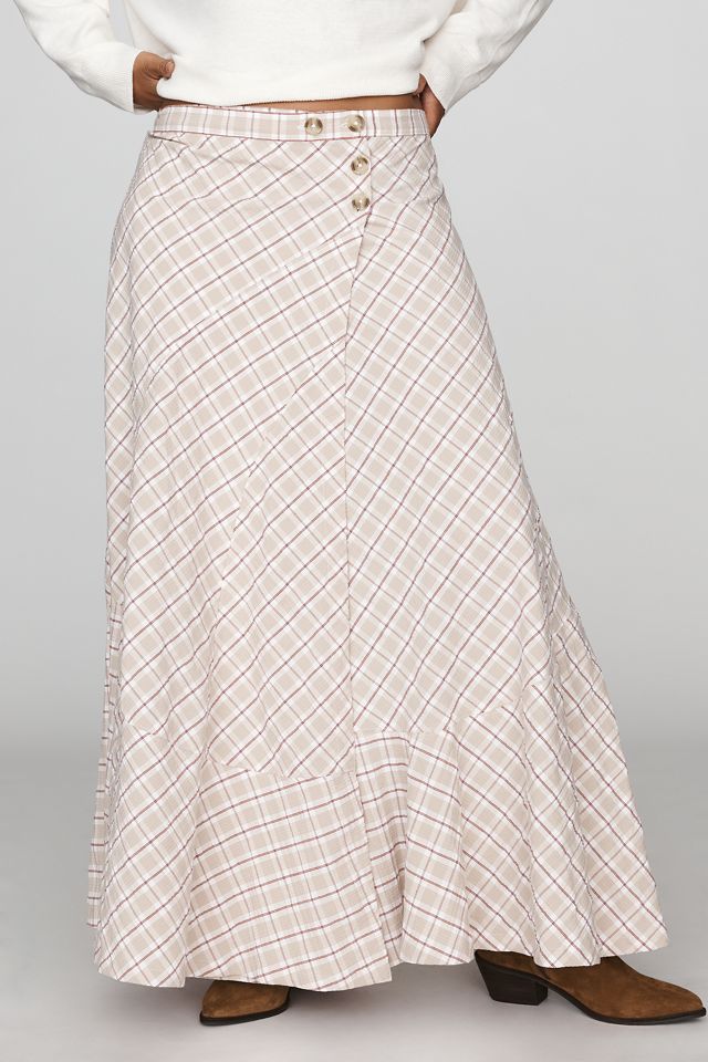 By Anthropologie Olivette Plaid Maxi Skirt #1