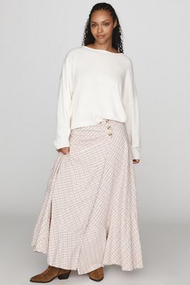 By Anthropologie Olivette Plaid Maxi Skirt