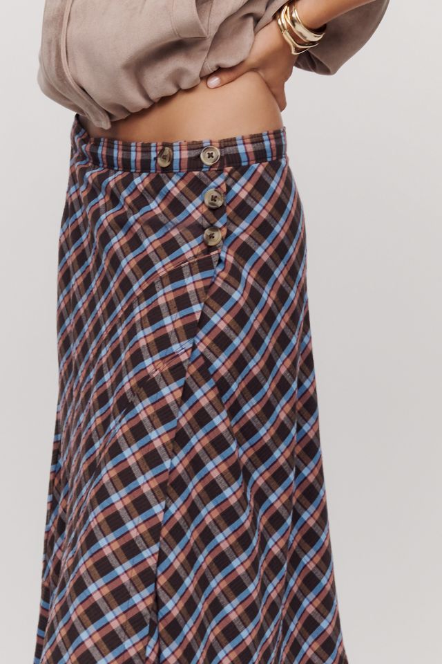 By Anthropologie Olivette Plaid Maxi Skirt #1