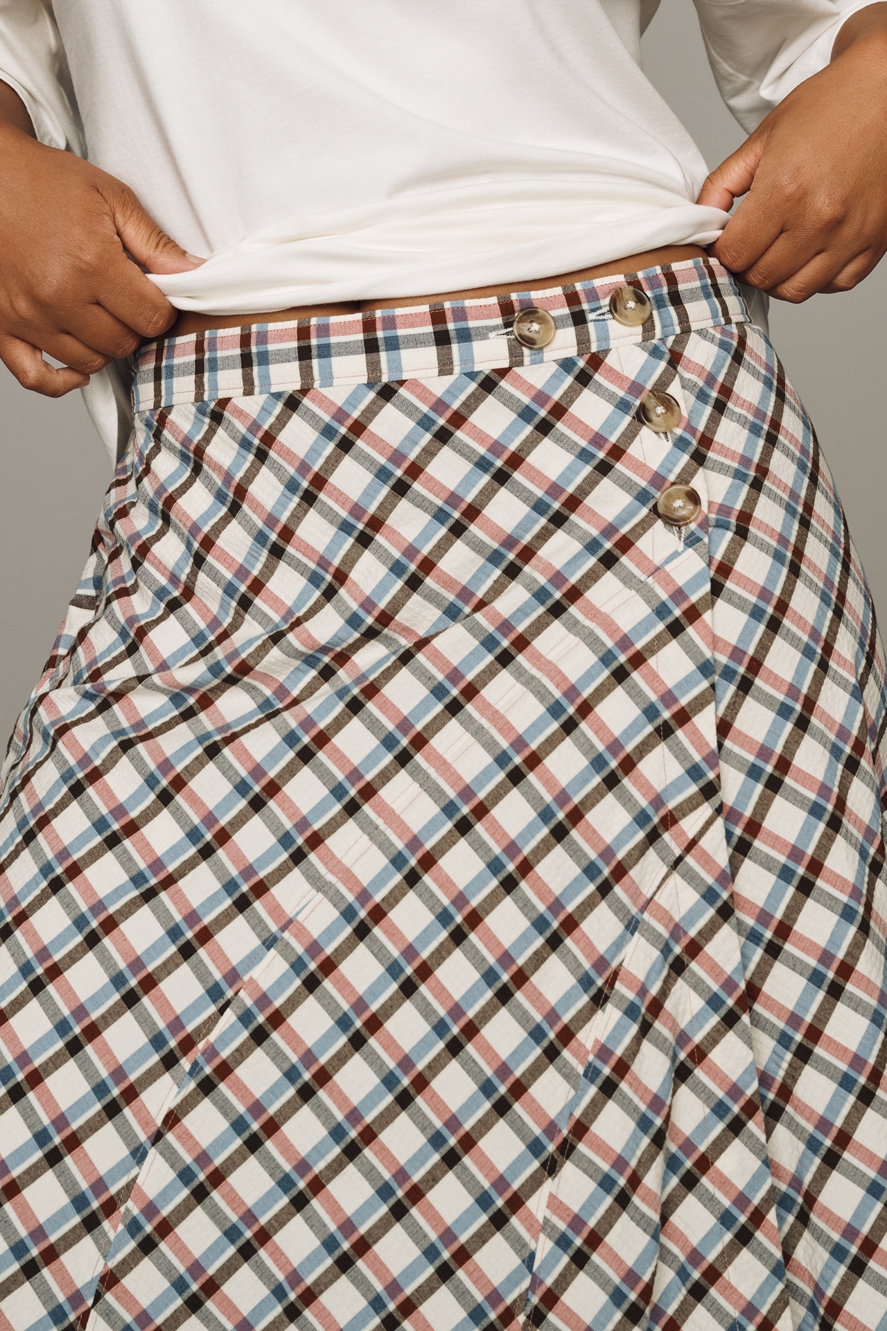 By Anthropologie Olivette Plaid Maxi Skirt