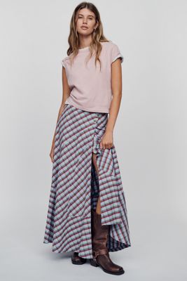 By Anthropologie Olivette Plaid Maxi Skirt