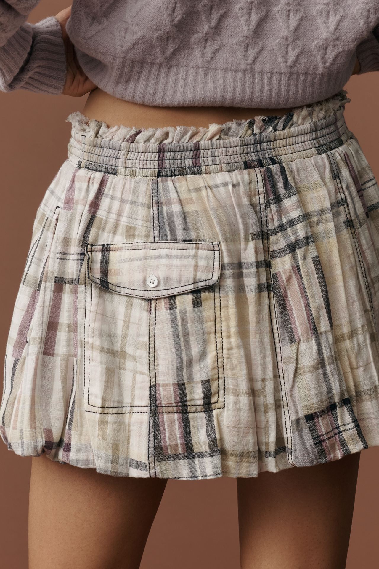 Pilcro Patchwork Bubble Mini Skirt