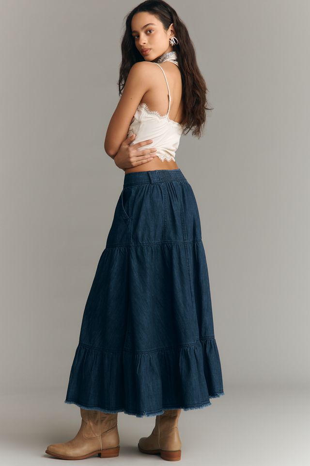 Pilcro Cotton Denim Tiered Midi Skirt #2