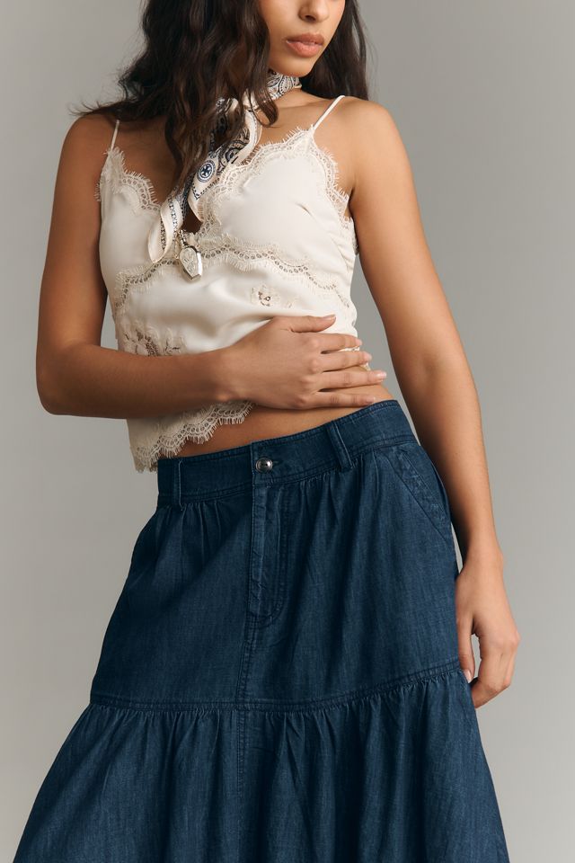 Pilcro Cotton Denim Tiered Midi Skirt #3