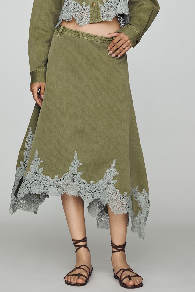 By Anthropologie Midirock mit Spitzenbesatz im Utility-Stil #1