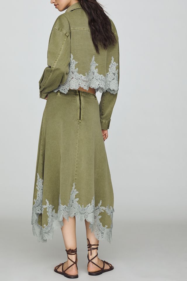 By Anthropologie Midirock mit Spitzenbesatz im Utility-Stil #2