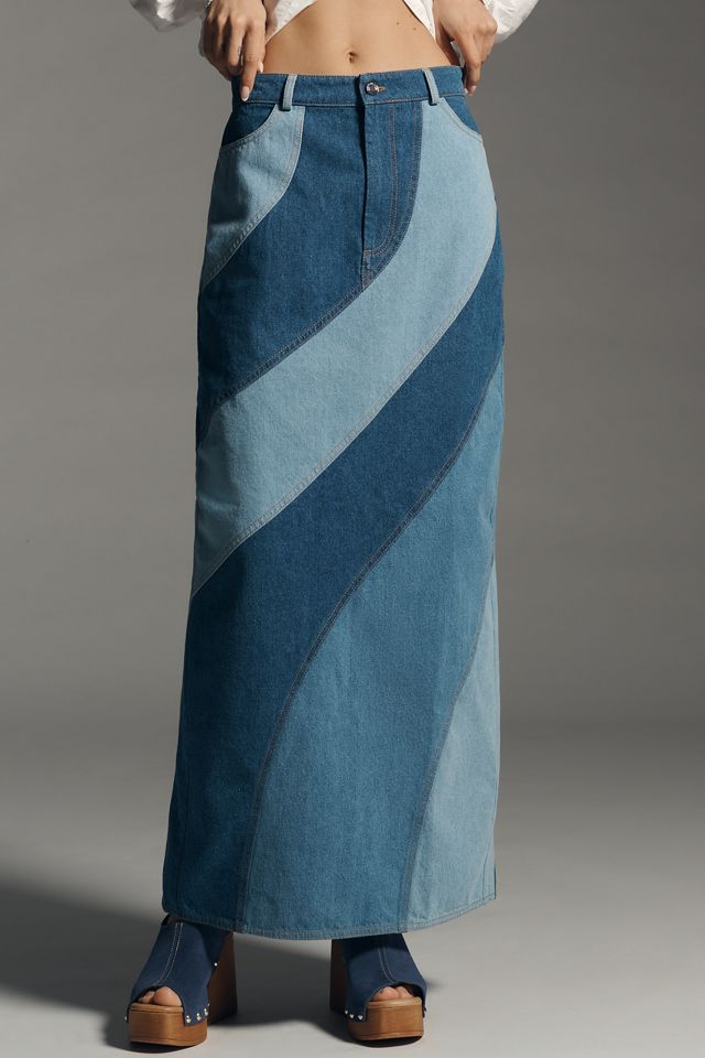 【Anthropologie】Significant Otherサスキア デニムスカート Significant Other Saskia Wavy Paneled Denim Maxi Skirt