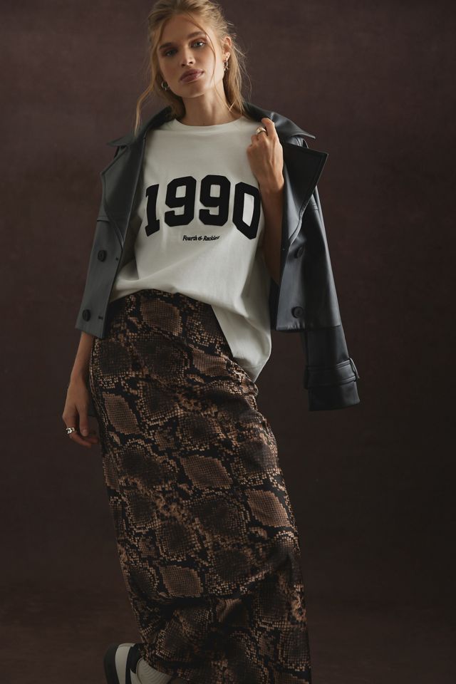 Jupe longue en satin imprimé serpent Novah 4th & Reckless #3