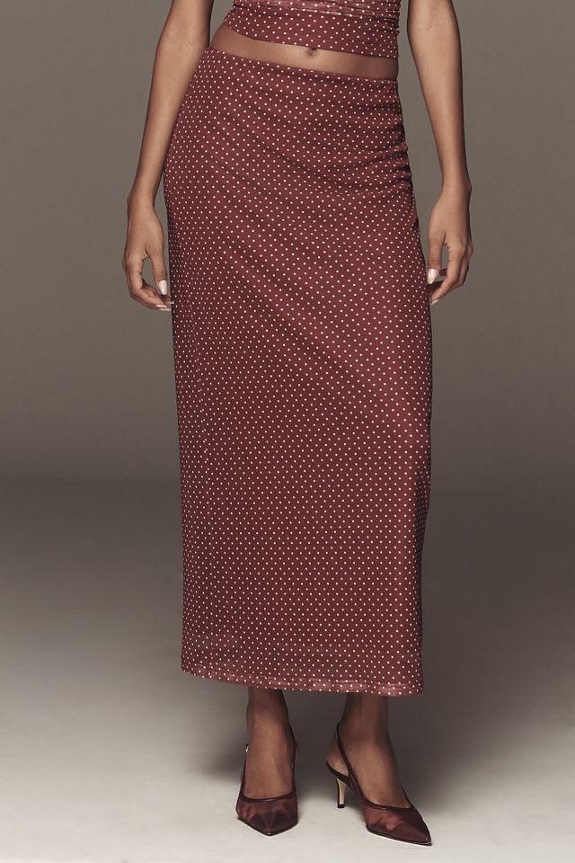 The Frolic Polka-Dot Mesh Maxi Skirt #1
