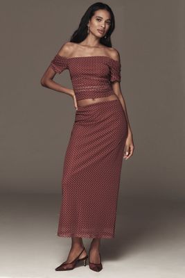 The Frolic Polka-Dot Mesh Maxi Skirt