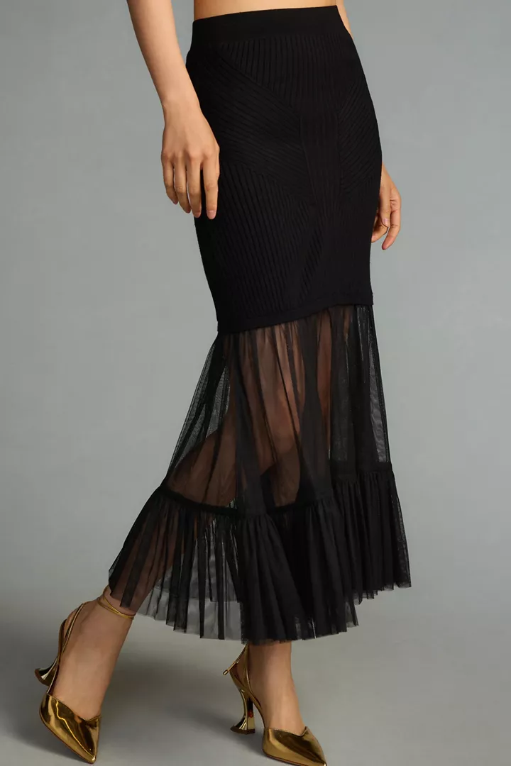 By Anthropologie Sheer Knit Skirt