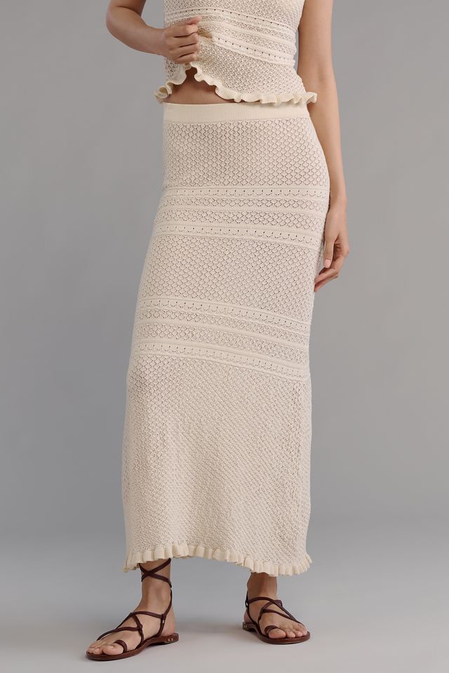 Endless Rose Knit Pointelle Ruffled Fit & Flare Maxi Skirt #1