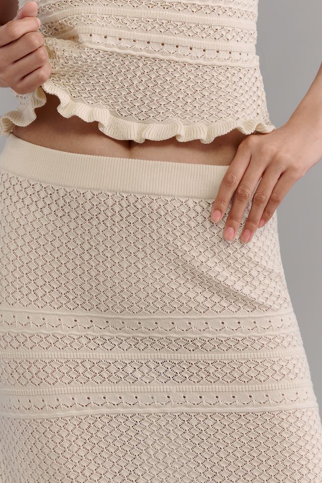 Endless Rose Knit Pointelle Ruffled Fit & Flare Maxi Skirt #3