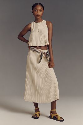Knit Pointelle Midi Skirt