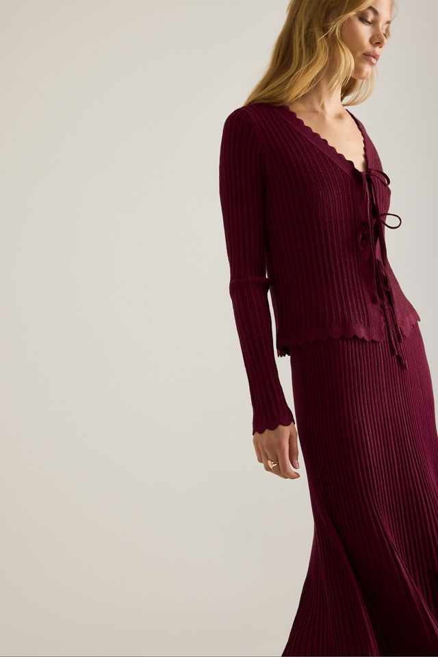 By Anthropologie Jupe mi-longue en maille côtelée Lurex #3