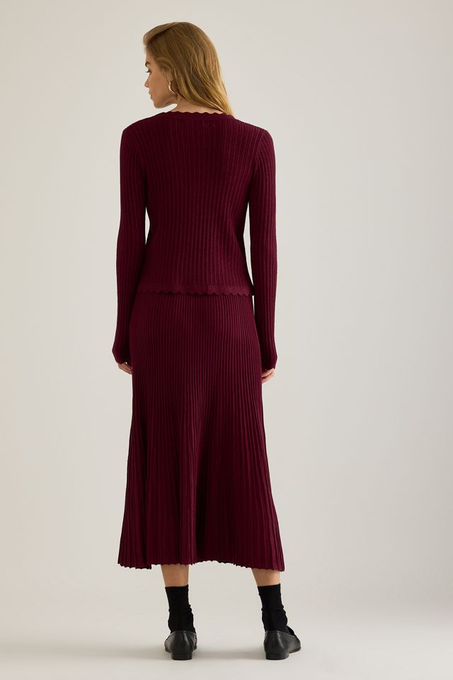 By Anthropologie Jupe mi-longue en maille côtelée Lurex #1