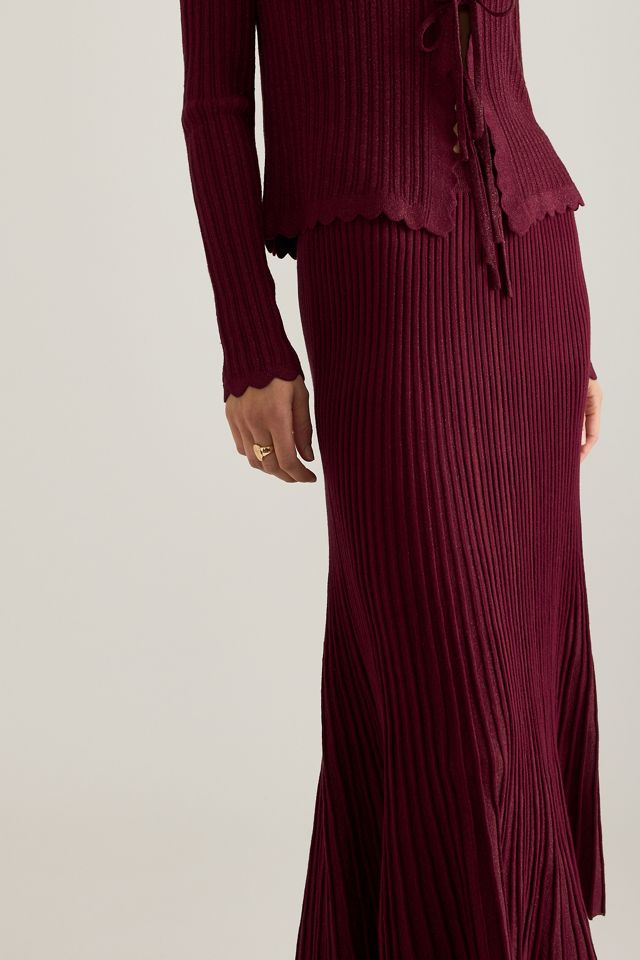 By Anthropologie Jupe mi-longue en maille côtelée Lurex #4