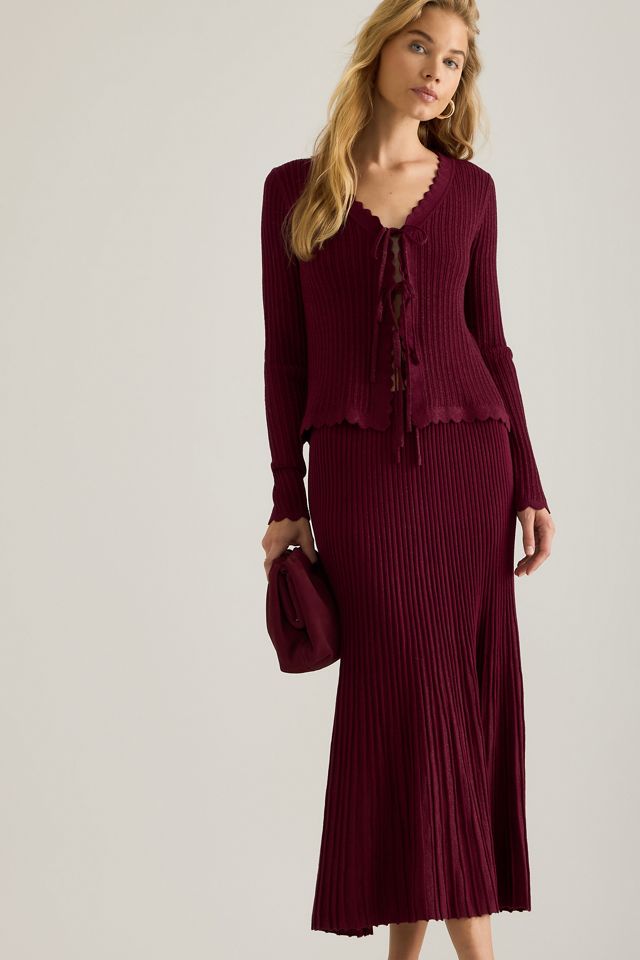 By Anthropologie Jupe mi-longue en maille côtelée Lurex #2
