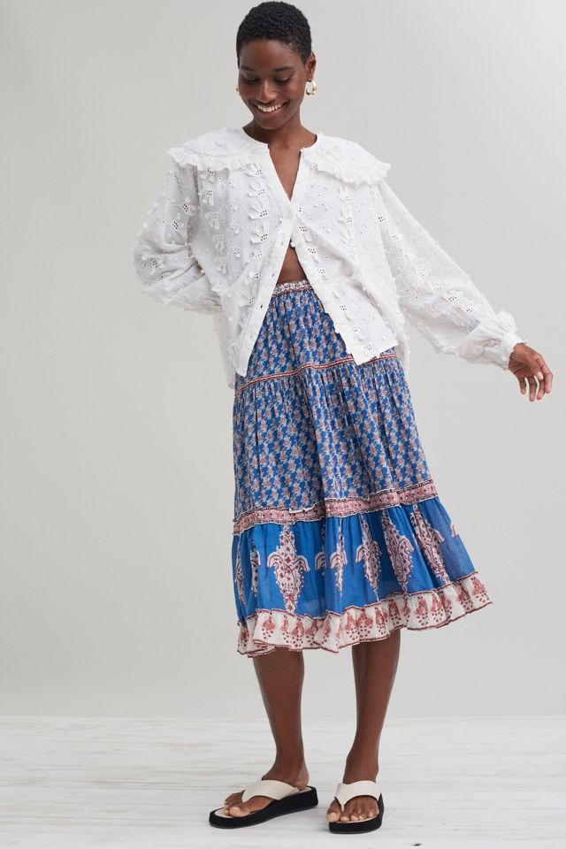 M.A.B.E. Madi Tiered Midi Skirt | Anthropologie UK