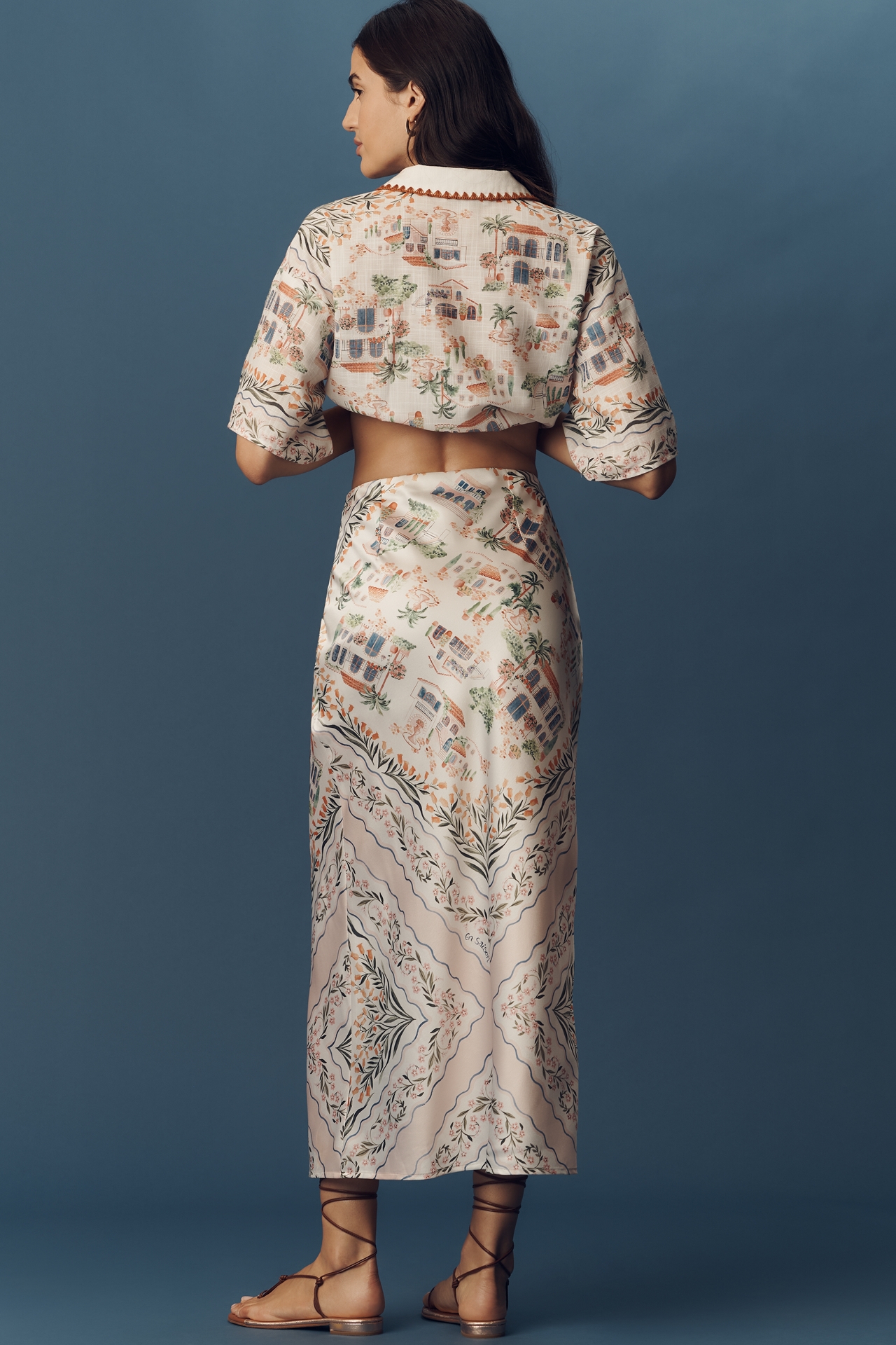 En Saison Alaia Faux-Wrap Satin Maxi Skirt