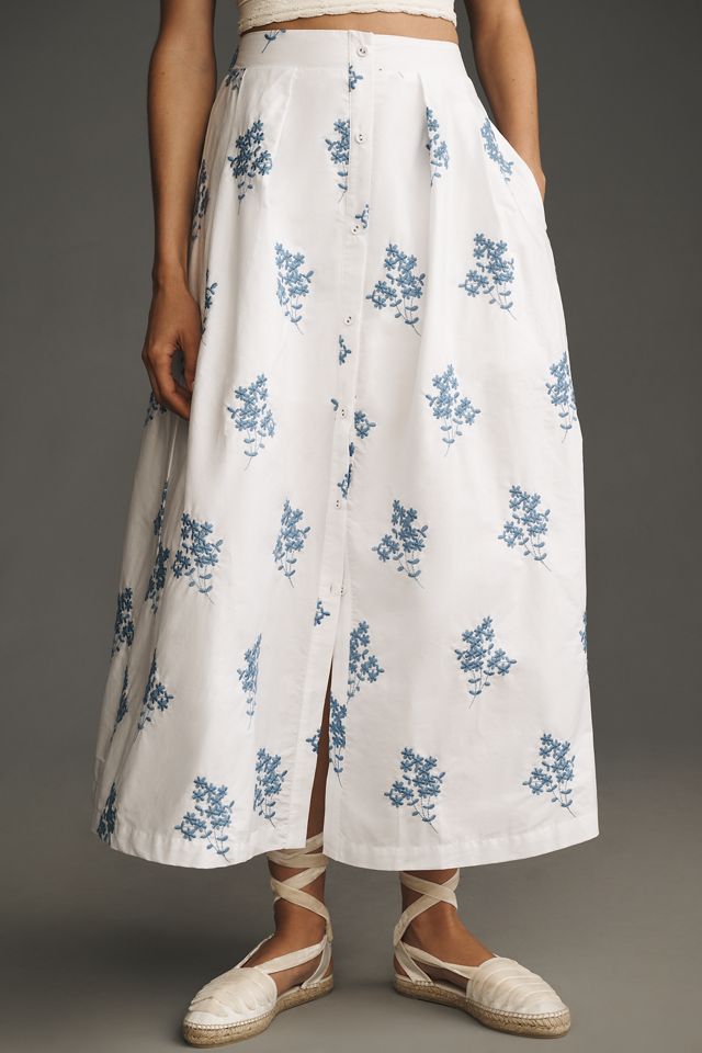 Jacquie The Label Leslie Embroidered Midi Skirt #1
