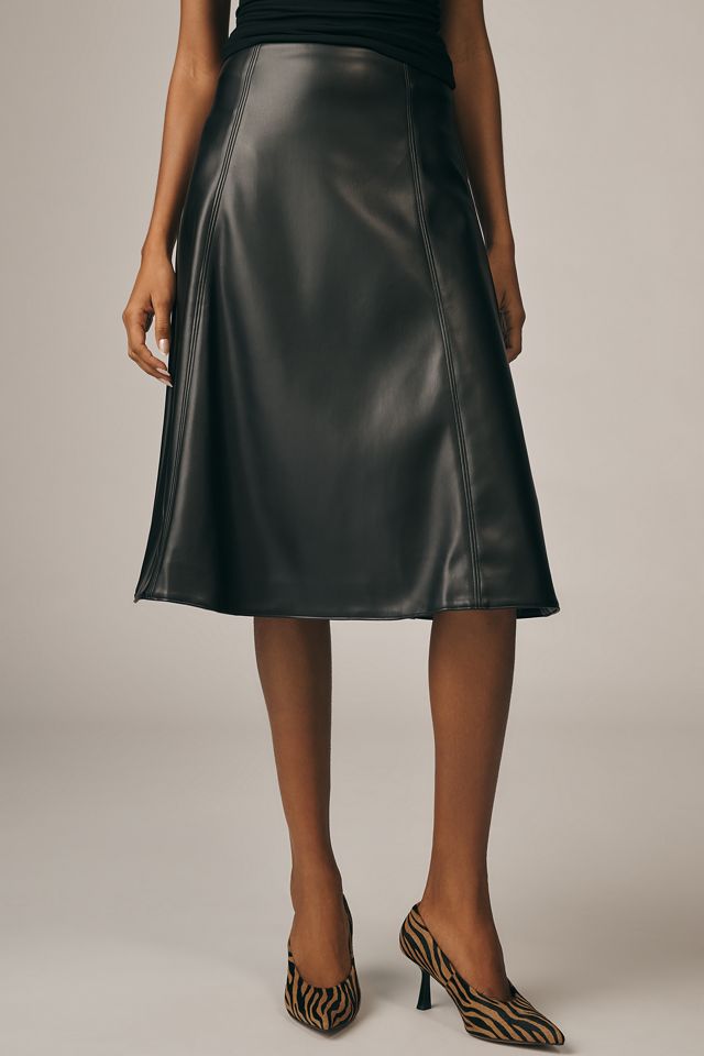 En Saison Nelly Faux-Leather A-Line Midi Skirt #1
