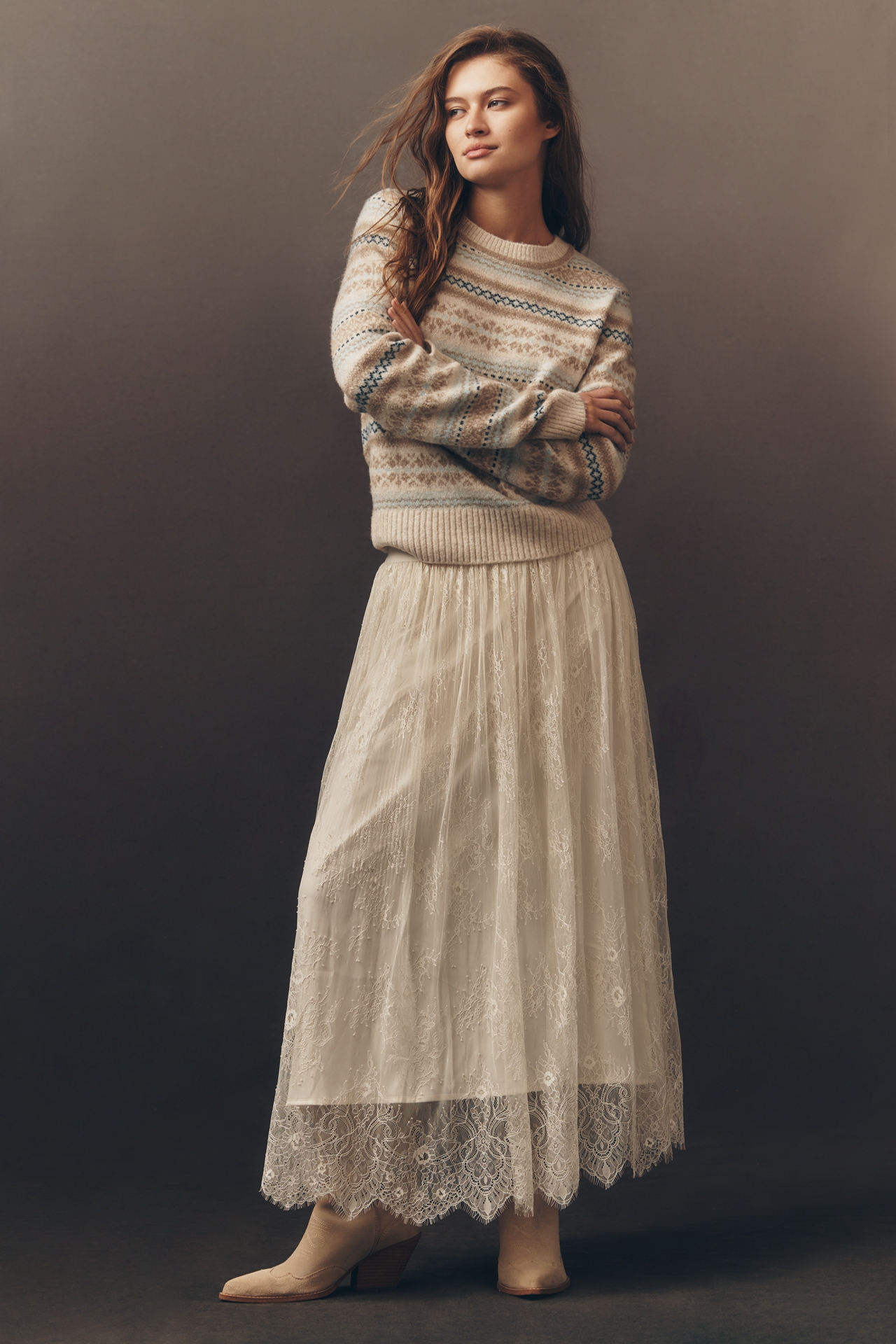 En Saison Alannah Lace Midi Skirt