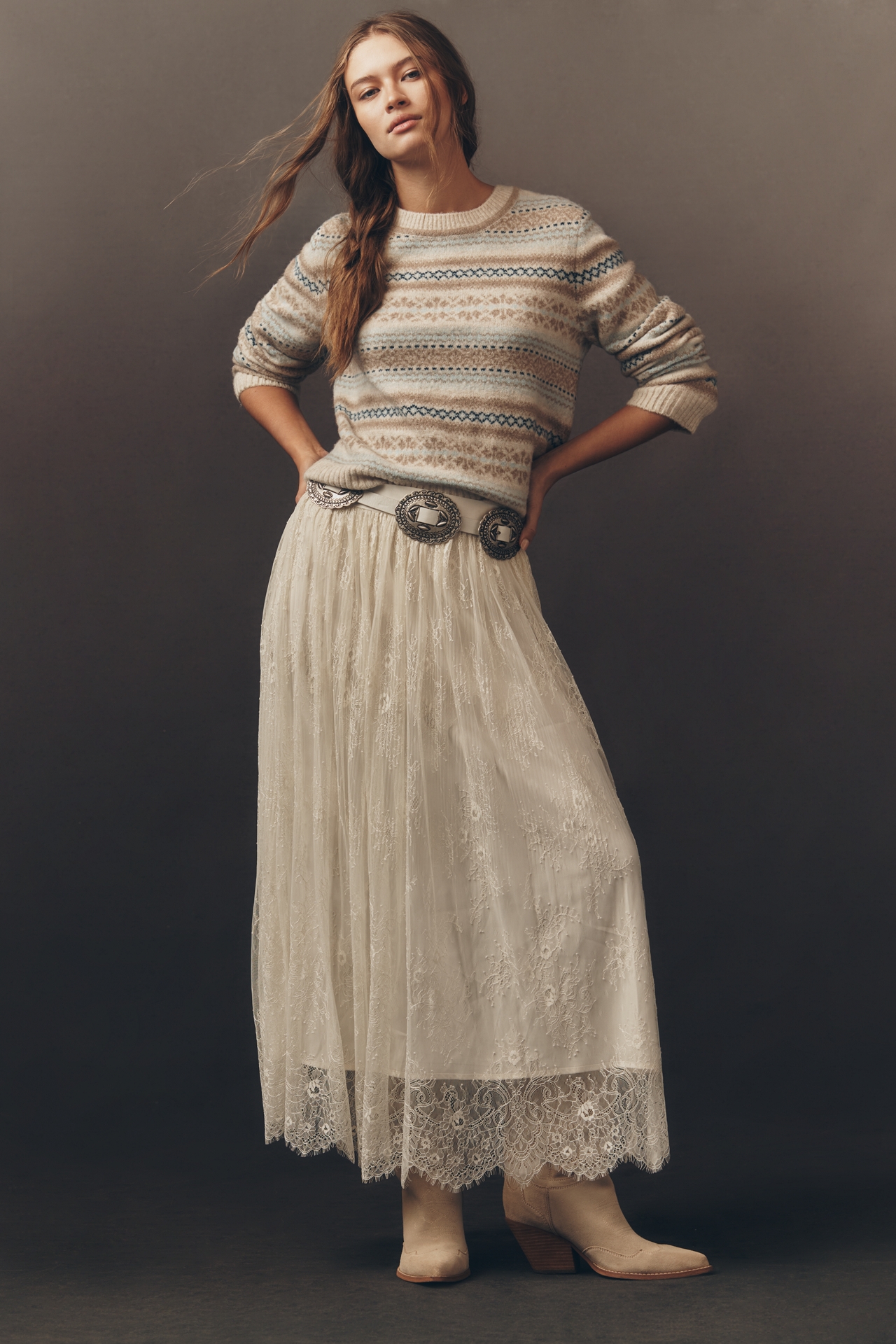 En Saison Alannah Lace Midi Skirt