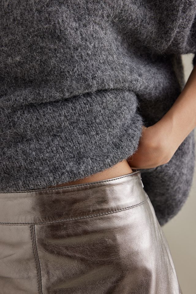 Metallic Leather Slim Midi Skirt #5