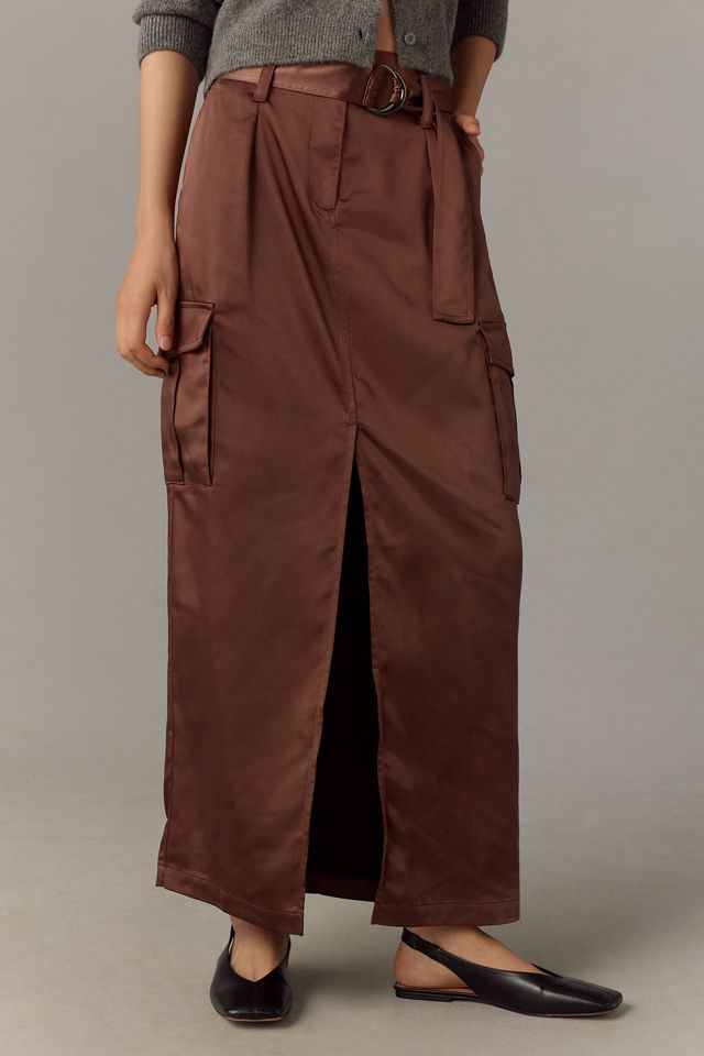 Sanctuary Classy Satin Cargo Maxi Skirt #1